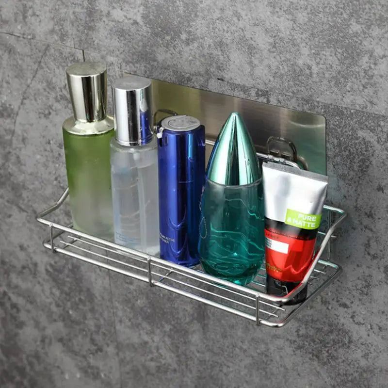 Stainless Steel Bathroom Wall Storage Shelf Holder Rack Punch-Free Kitchen Bathroom Toilet Wall Hanging Storage Rack