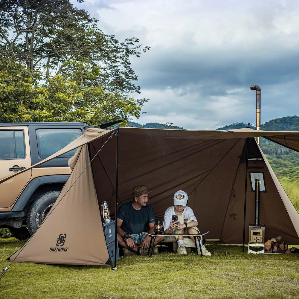 OneTigris ROC SHIELD Bushcraft Tent TC Version Configurable Camping Shelter With Poles Beach Tent For Backcountry Retreat