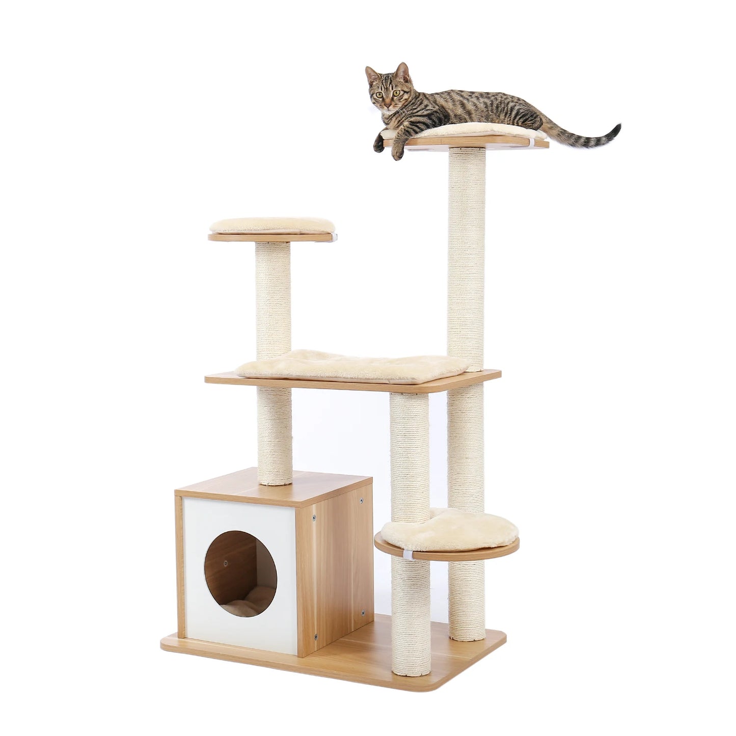 Multi-Level Cat Tree Condo Furniture with Sisal-Covered Scratching Posts Plush Condos for Kittens Cats and Pets