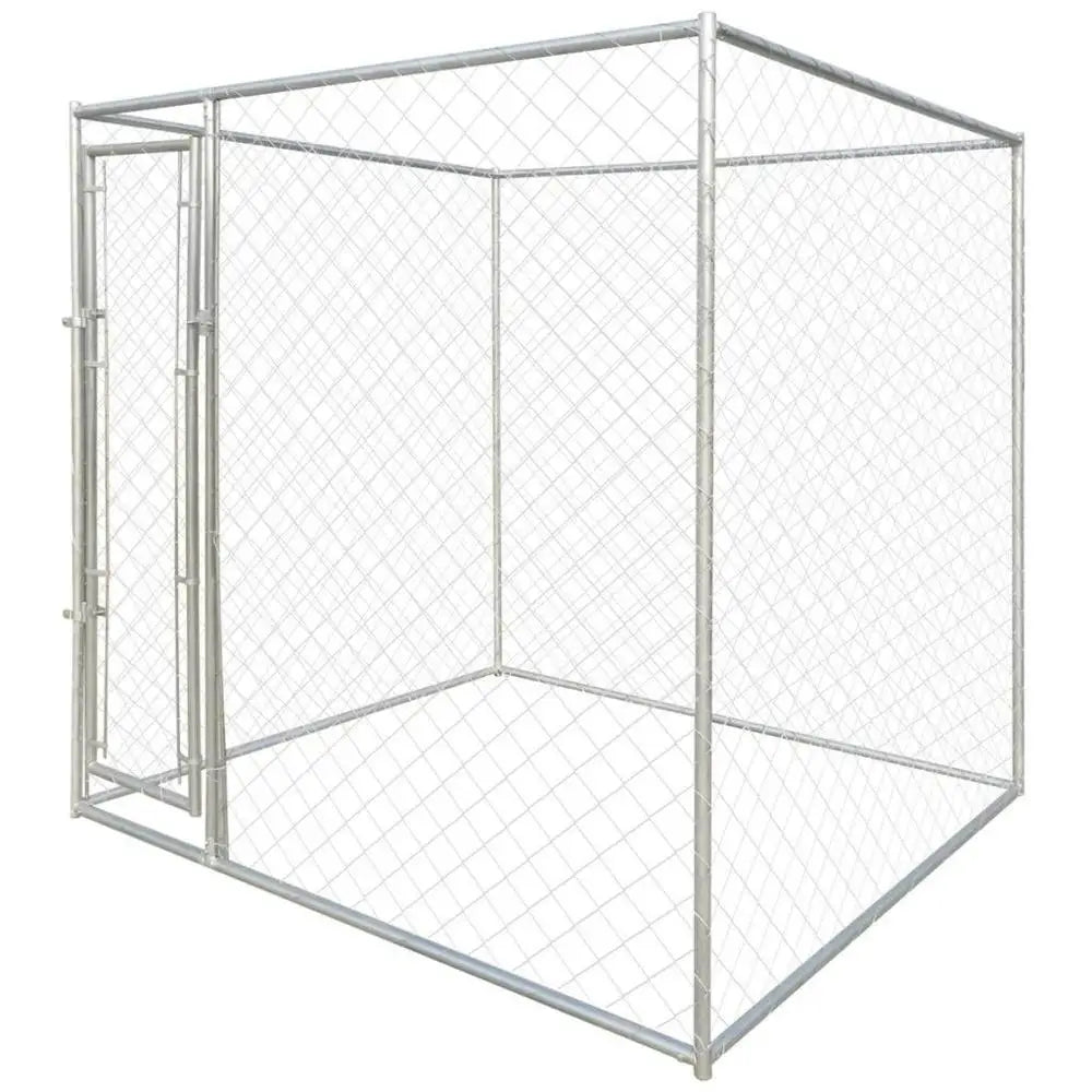 Outdoor Dog Kennel Fence Heavy Duty Large 6'x6' Galvanized Steel Frame and Mesh Lockable Latch System Easy Assemble[US-Stock]