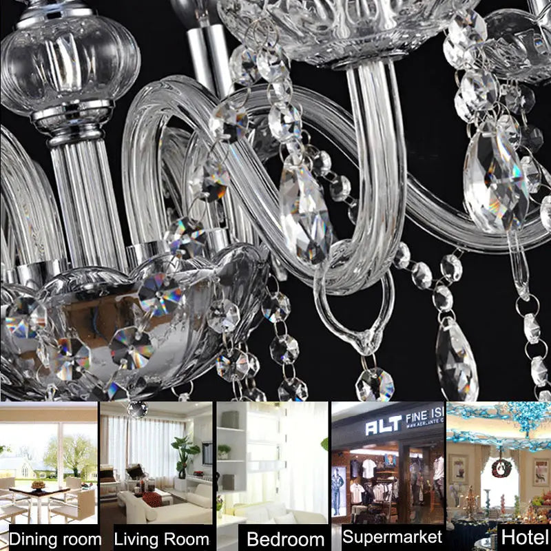 Samger Classic 6 Lights Tassels Chandelier 6 arms Crystal Lustre Light Ceiling Light Lamp Lighting