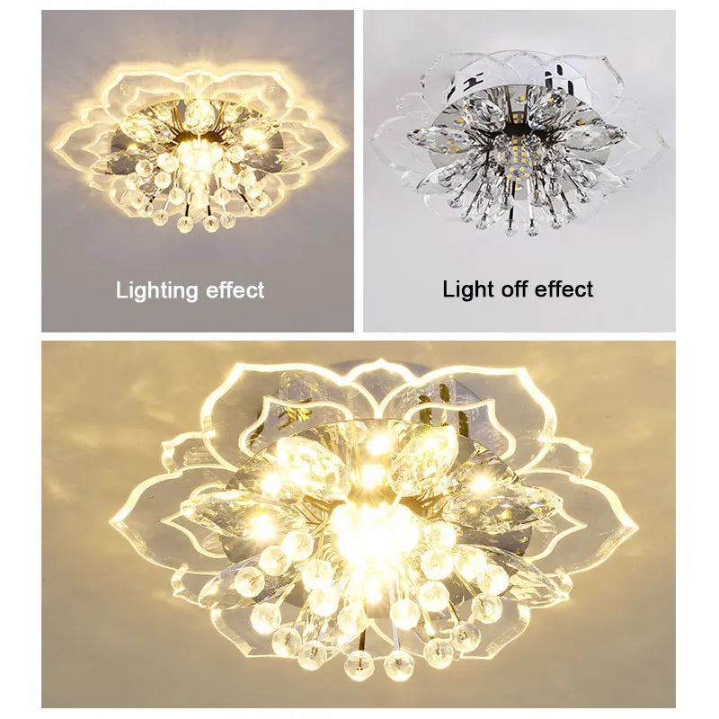 20cm LED Crystal Ceiling Light Modern Flower Shape Ceiling Lamp Hallway Living Room Lamp Bedroom Kitchen Corridors Aisle Light