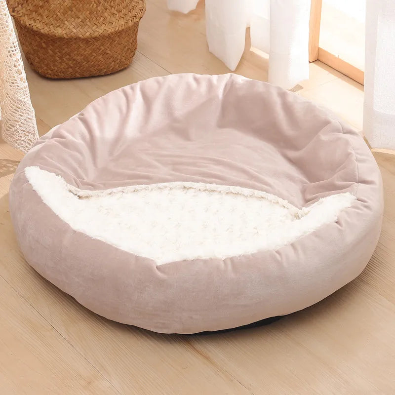 Round Animal Bed Pet Bed Soft Fleece Thicken Nest Dog Kennel Cat Semi-enclosed Sleeping Bag Puppy Cozy Dog Bed Sofa Pet Supply