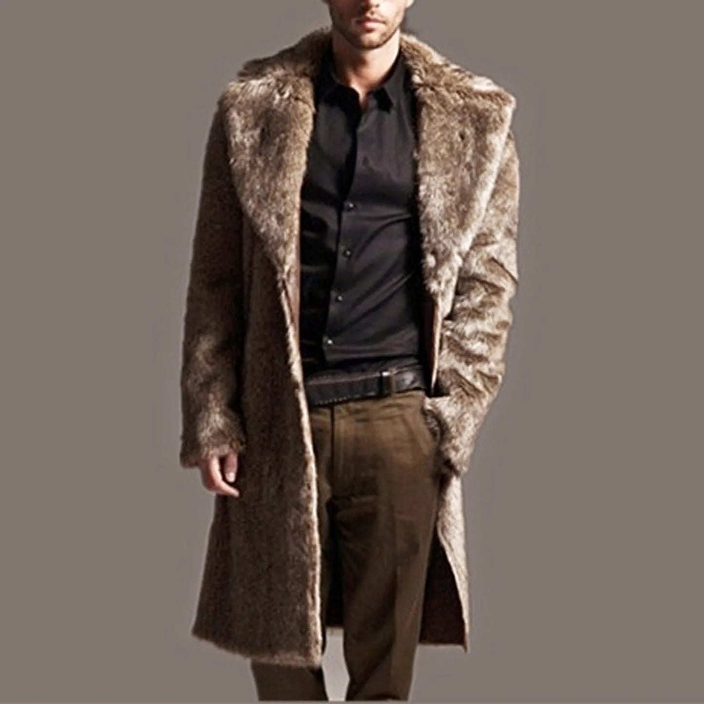 Mens Vintage Faux Fur Teddy Coat Autumn Winter Casual Fashion Long Jacket Thick Warm Outwear Oversize Male Fur Chaqueta #T1G