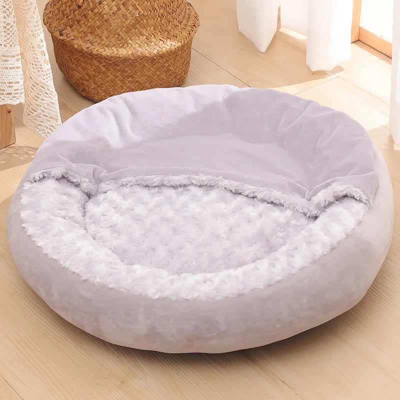 Round Animal Bed Pet Bed Soft Fleece Thicken Nest Dog Kennel Cat Semi-enclosed Sleeping Bag Puppy Cozy Dog Bed Sofa Pet Supply