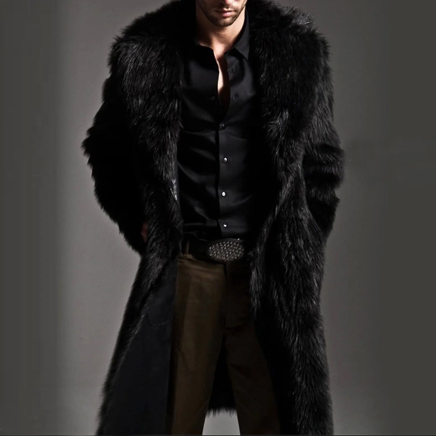 Mens Vintage Faux Fur Teddy Coat Autumn Winter Casual Fashion Long Jacket Thick Warm Outwear Oversize Male Fur Chaqueta #T1G