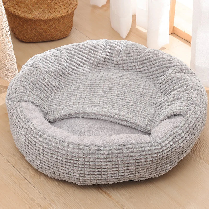 Round Animal Bed Pet Bed Soft Fleece Thicken Nest Dog Kennel Cat Semi-enclosed Sleeping Bag Puppy Cozy Dog Bed Sofa Pet Supply