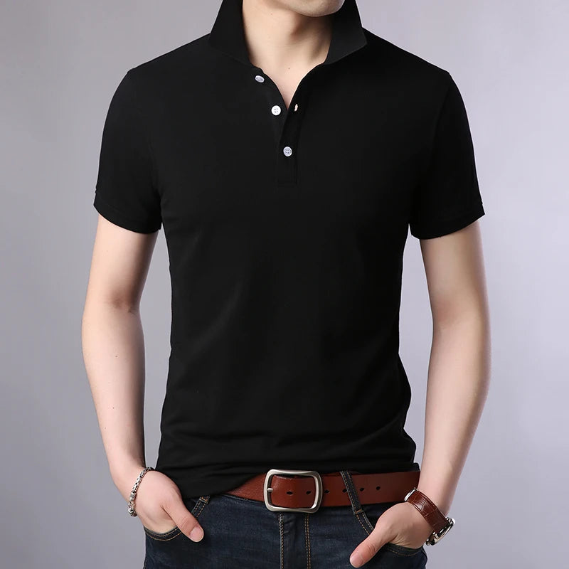 2023 New Fashion Brands Polo Shirt Men's 100% Cotton Summer Slim Fit Short Sleeve Solid Color Boys Polos Casual Mens Clothing