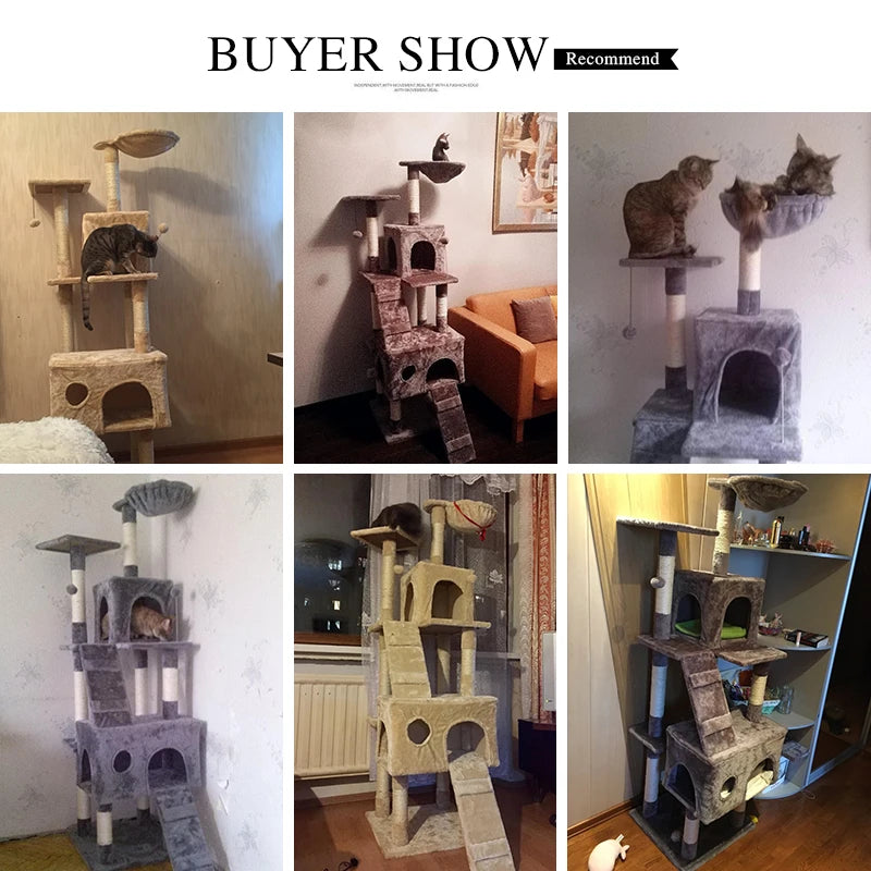 Multi-Level Cat Tree Condo Furniture with Sisal-Covered Scratching Posts Plush Condos for Kittens Cats and Pets