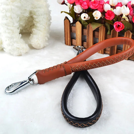 1PC New Leather Dog Collars And Leashes High Quality Short Pet Leash Belt Traction Rope For Dogs Breed Accessories P20