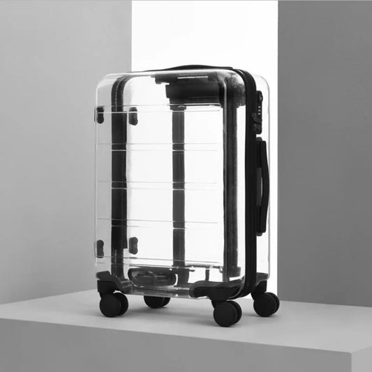 TRAVEL TALE 20" 22" 24" 26" Inch New Brand Transparent Suitcase Spinner Cabin Luggage Trolley Bag On Wheels