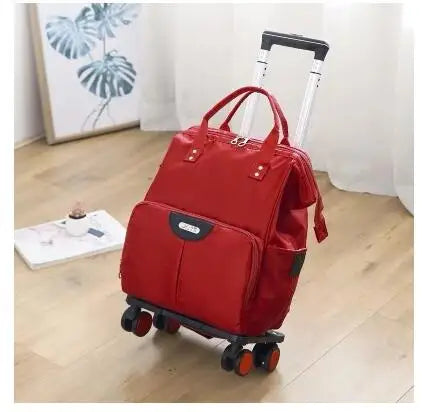 Wheeled bag for travel trolley bags Women travel backpack with wheels Oxford large capacity Travel Rolling Luggage Suitcase Bag