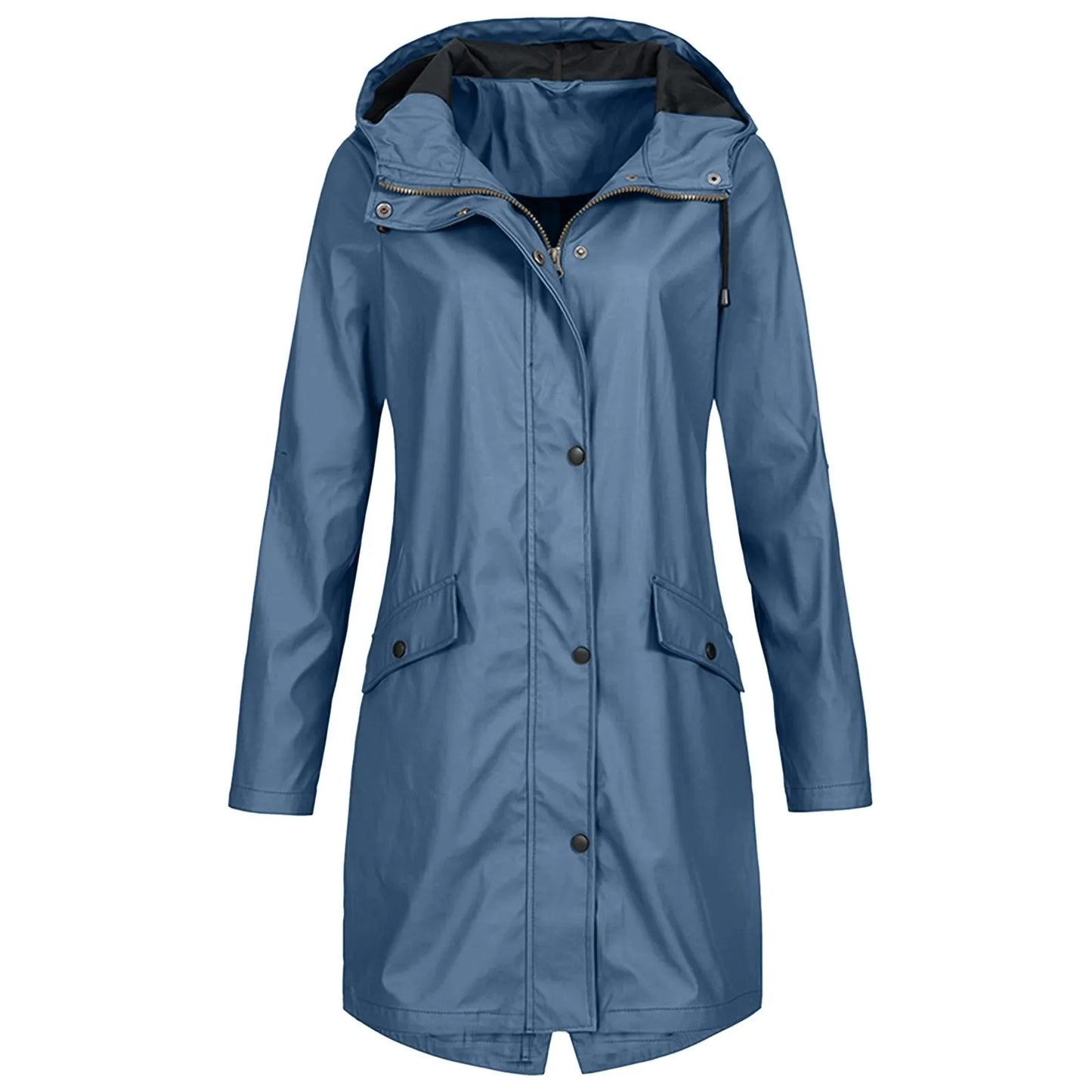 Raincoat Women'S Zipper Waterproof Raincoat Jacket Lightweight Rain Jacket Outdoor Packable Waterproof Hooded Rain Jackets