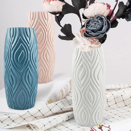 2022 Multiple PE Vase Flower Imitation Ceramic Plastic Flower Vase Flower Basket Nordic Style Modern Vases Decoration Home Decor