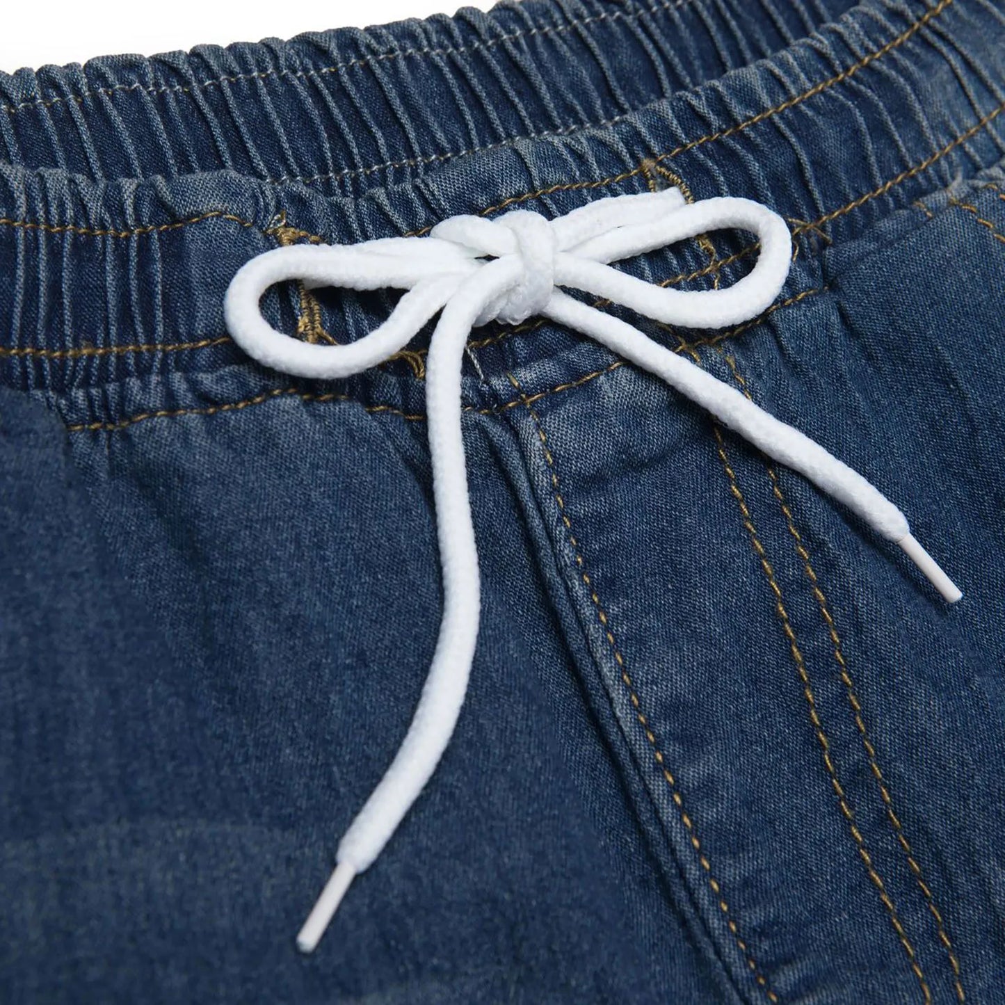 New Casual Women Plus Size Drawstring Elastic Waist Jeans Loose Denim Long Pants Drawstring Elastic Waist Jeans Denim Pants 2022