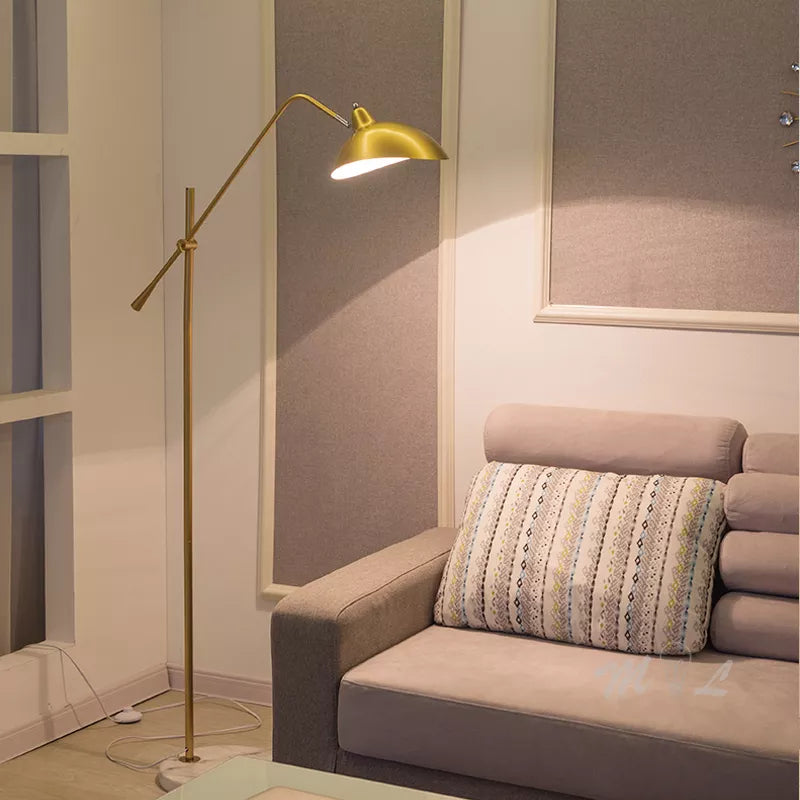 Nordic Gold Simple Floor Lamp Marble Base Standing Lamp Adjustable Length Floor Light Foyer Living Room Lamp Stand E27 Fixtures