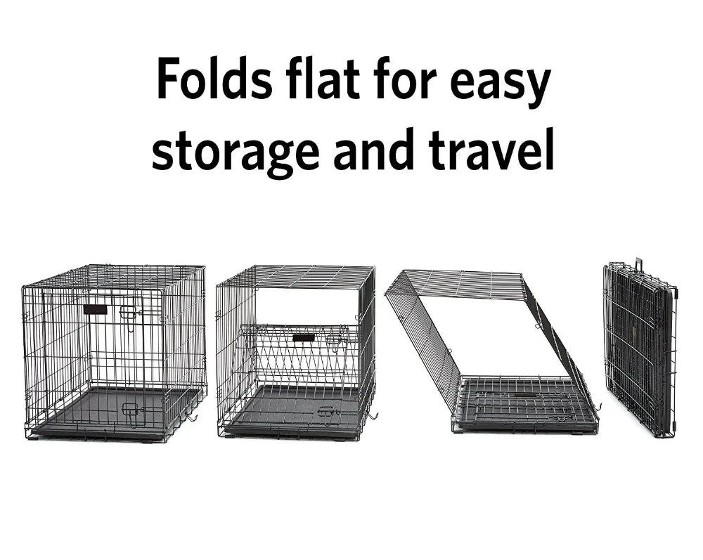 Homes Cage For Pets Dog Single Door&Double Door Folding Metal 42L x 30W x 28H Inches Dog Crates Includes Leak-Proof Plastic Tray