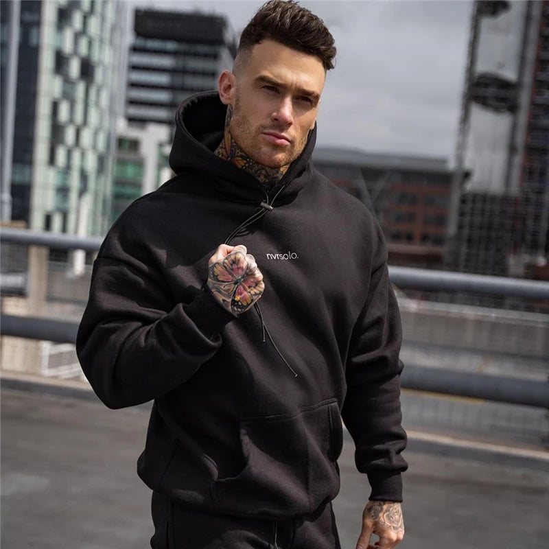 2021 Men O-Neck Letter Running Hoodies Gym Fitness Bodybuilding Sports Sweatshirt Pullover Sportswear Male Workout Mens Clothing