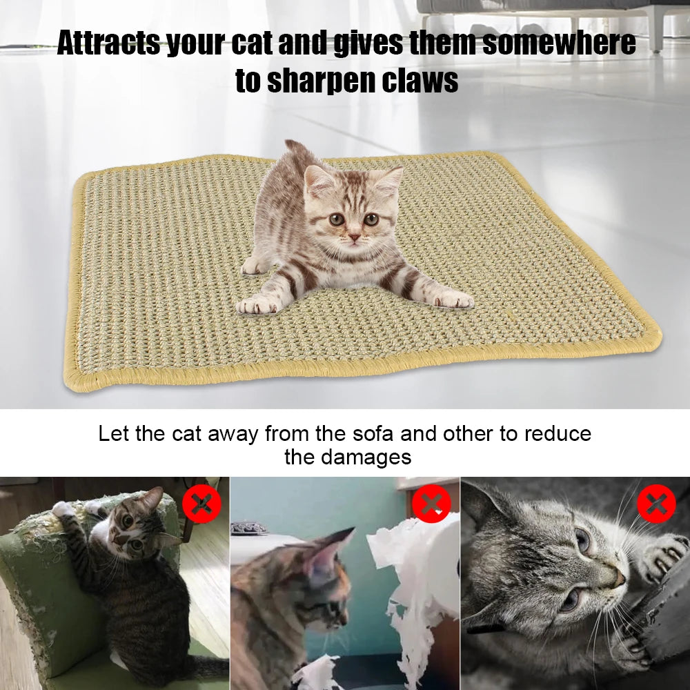 For Sharpen Nails Furniture Protector Natural Sisal Cat Scratch Board Climbing Tree Litter Mat Cat Scratching Post Mat