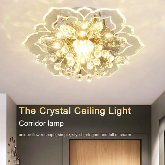 20cm LED Crystal Ceiling Light Modern Flower Shape Ceiling Lamp Hallway Living Room Lamp Bedroom Kitchen Corridors Aisle Light