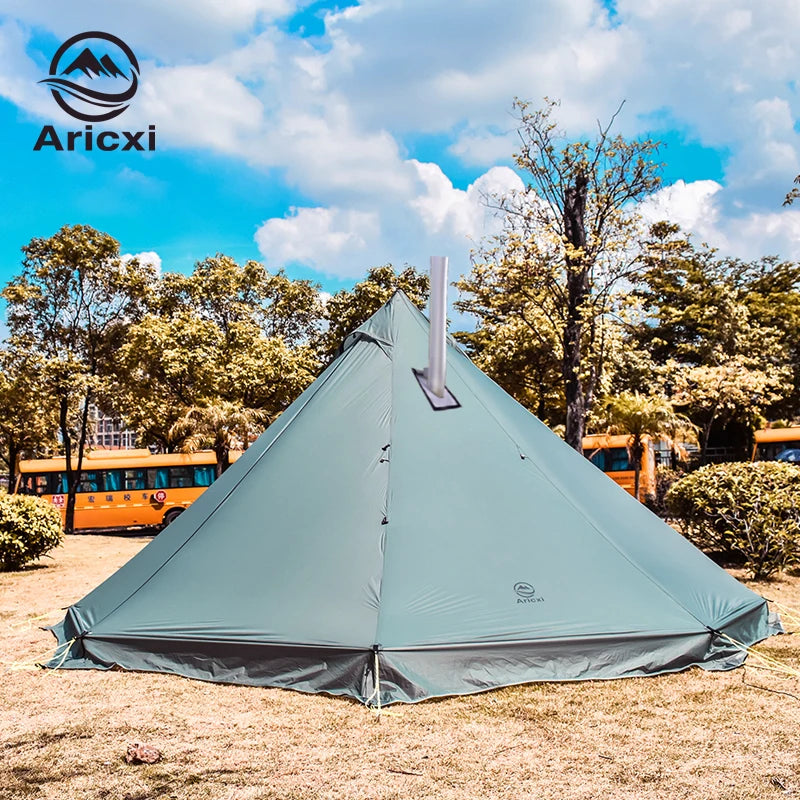 Aricxi 3-4 Person Ultralight Outdoor Camping Teepee 20D Silnylon Pyramid Tent Large Rodless Tent Backpacking Hiking Tents R3