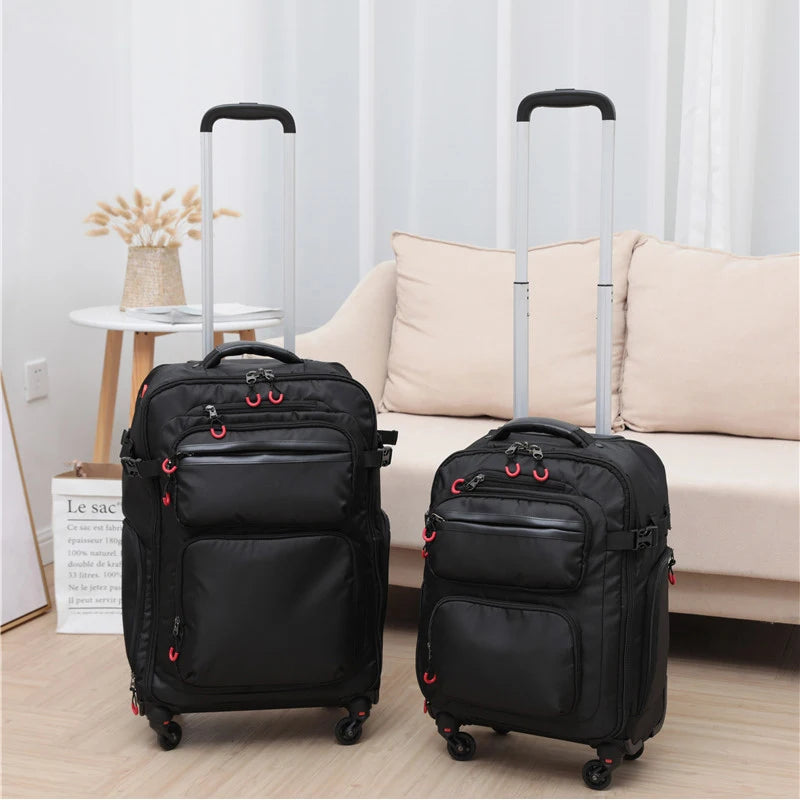 Multifunctional boarding trolley suitcase bags fashion lightweight backpack , men women laptop SLR camera luggage bag