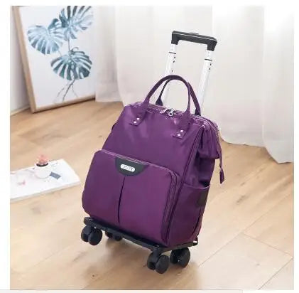 Wheeled bag for travel trolley bags Women travel backpack with wheels Oxford large capacity Travel Rolling Luggage Suitcase Bag