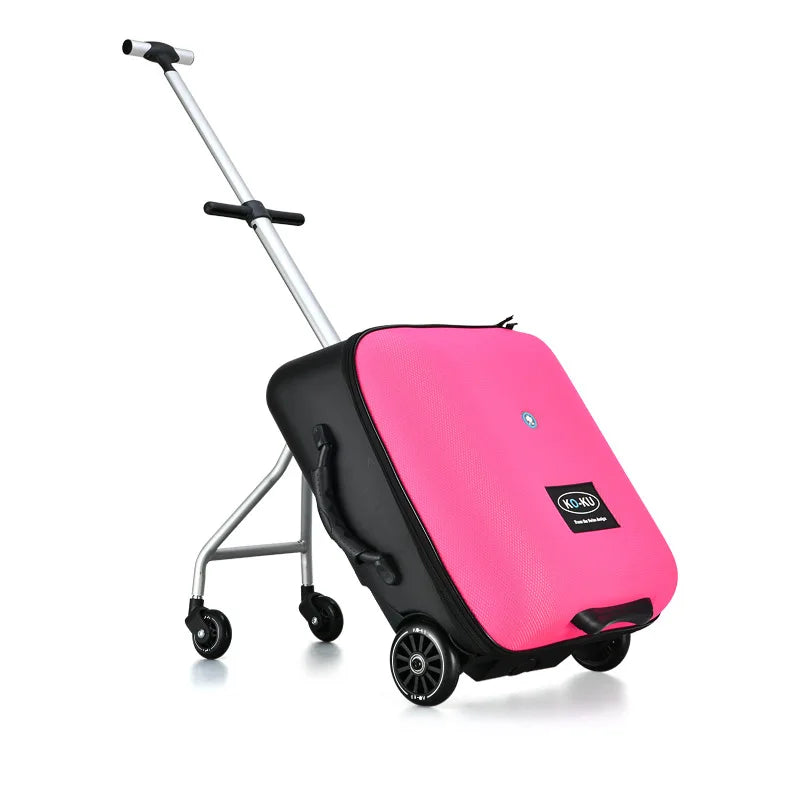 TRAVEL TALE Kids Scooter Suitcase Lazy Carry On Rolling Luggage Box Sitting Trolley Bag For Baby