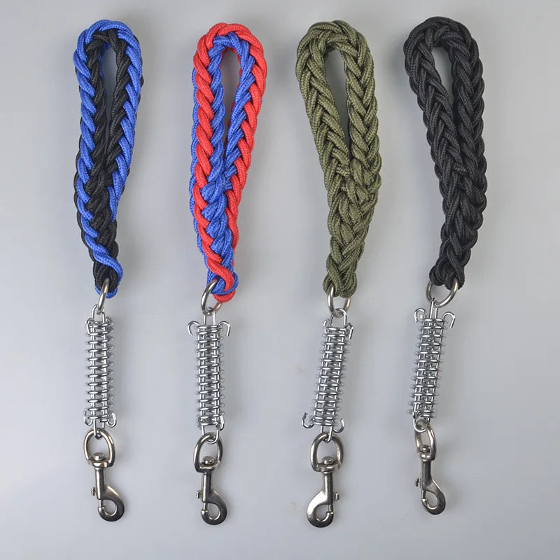 Short Explosion-Proof Medium Large Dog Traction Belt Leash Hand Made and Spring Buffer Big Dog One Step Lead Rope Pull Dog Chain