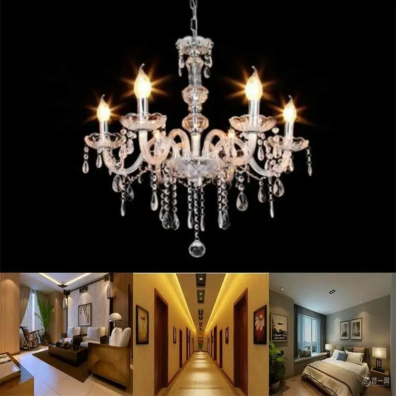 Samger Classic 6 Lights Tassels Chandelier 6 arms Crystal Lustre Light Ceiling Light Lamp Lighting