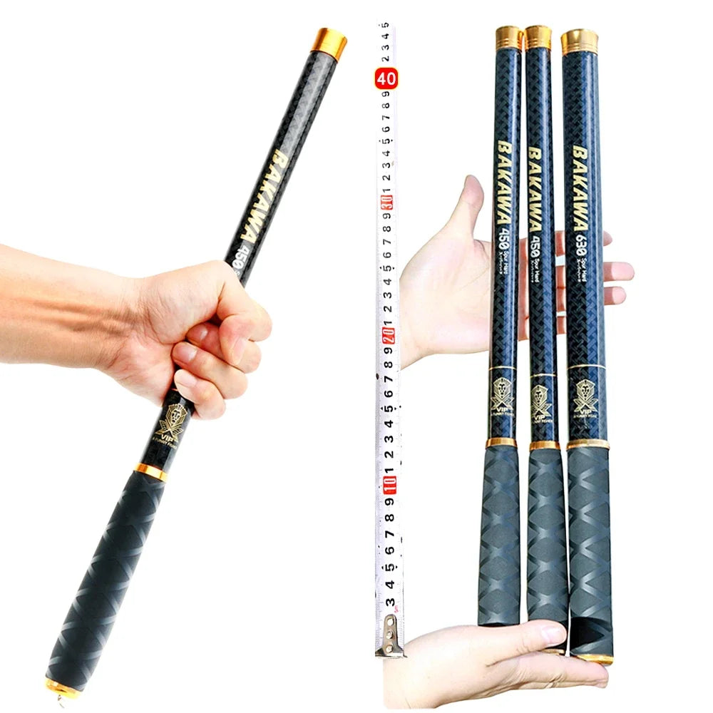 BAKAWA Stream Fishing Rod 3.6M/3.9M/4.5M/5.4M/6.3M/7.2M Telescopic 100% Carbon Fiber Pole Travel Tackle Carp Freshwater Pesca