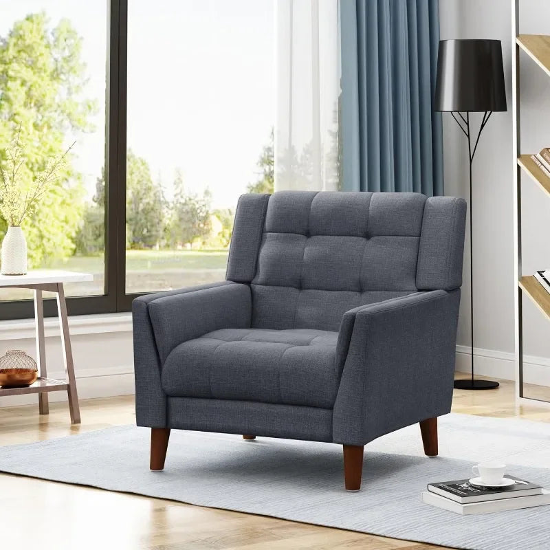 accent chairs for living room ，Christopher Knight Home Evelyn Mid Century Modern Fabric Arm Chair, Dark Gray, Walnut，