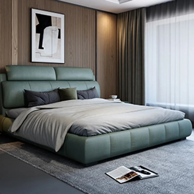 Master European Modern Double Bed Luxury Villa Leather Bedframe Human Double Bed King Sleeping Cama Matrimonial Nordic Furniture