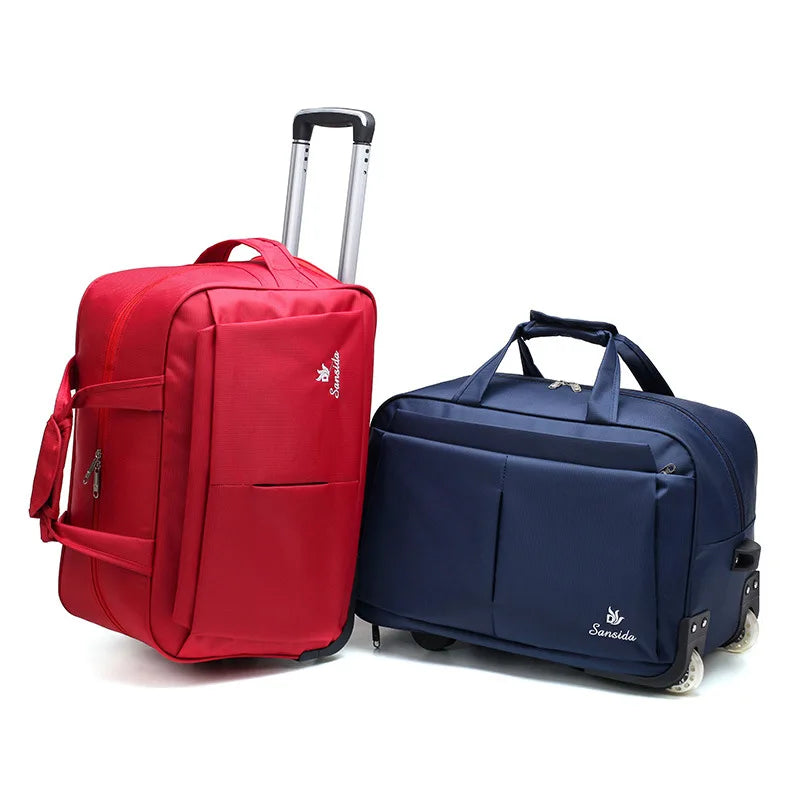 New Travel Trolley Bag With single Wheels Portable Folding Luggage Bags Oxford cloth Rolling Light Large Capacity Travel Bag