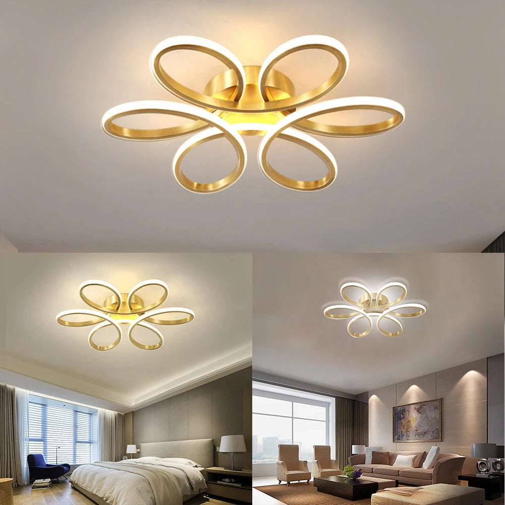 LED Ceiling Lights Flower Design Ceiling Lights 12W Household Chandelier Three Colors Super Bright Eye Care for Bedroom Hallway