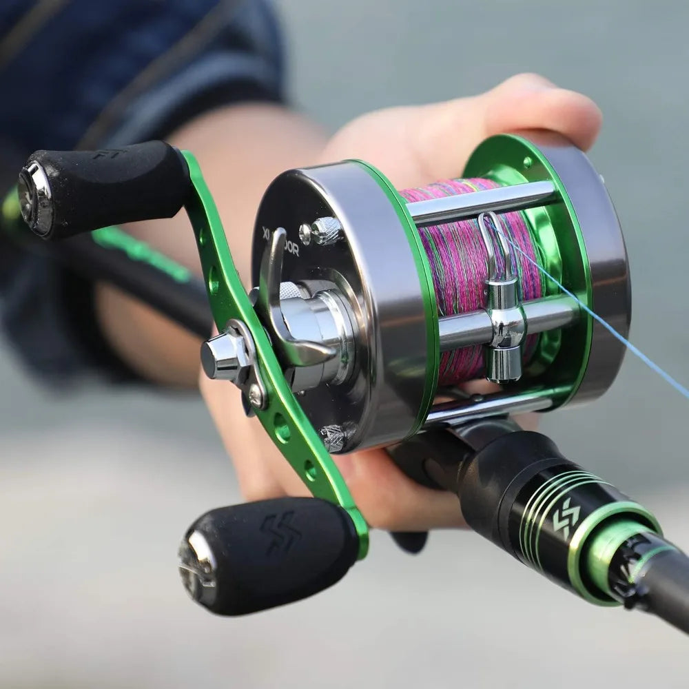 Round Baitcasting Reel Inshore Saltwater Fishing, Conventional Reel-Reinforced Metal Body for Catfish,Salmon/Steelhead