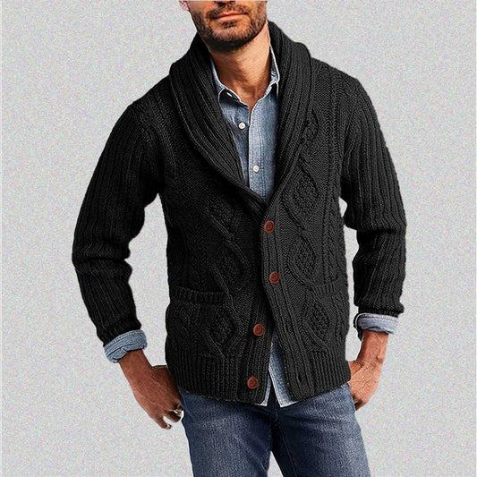 Sweater Men Cardigan Winter Autumn Single-breasted Fashion Shawl Collar Cardigan Sweater Casual Coat