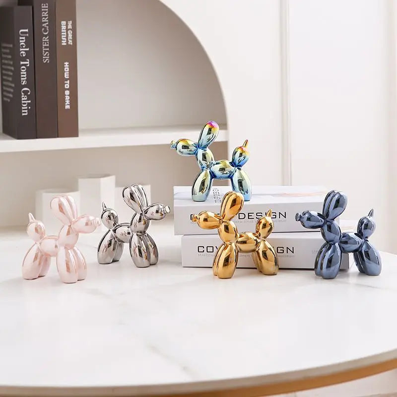 Nordic Simple Ceramic Plating Balloon Dog Sculpture Home Decoration Accessories Modern Creative Living Room Decor Aesthetics