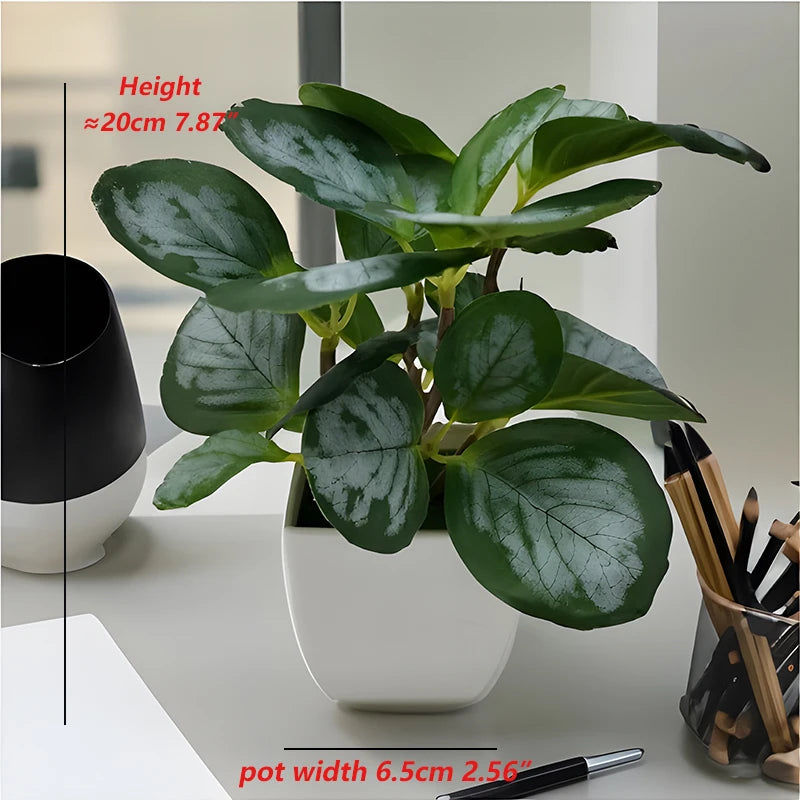 Artificial Plants Mini Apple Eyebrow Leaf Watermelon Leaves  Green Fake Plant Potted Home Garden Balcony Wall Flower Decor