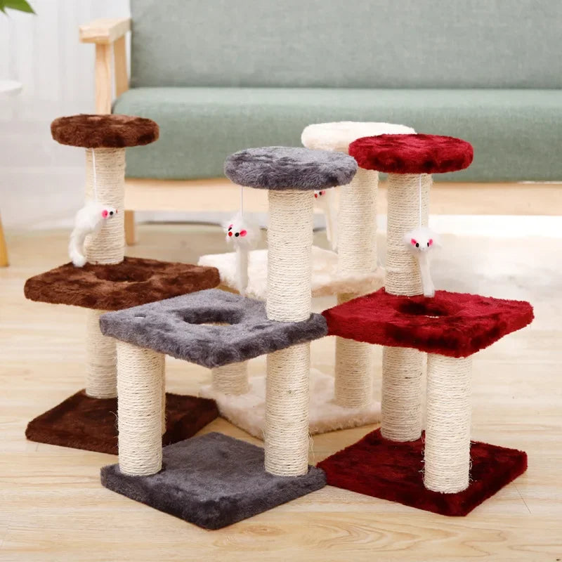 Cat Scratcher Climbing Frame Scratching Post Resistant Sisal Cat Tree with Toys Fish Kitten Playground Pet Furniture Supplies