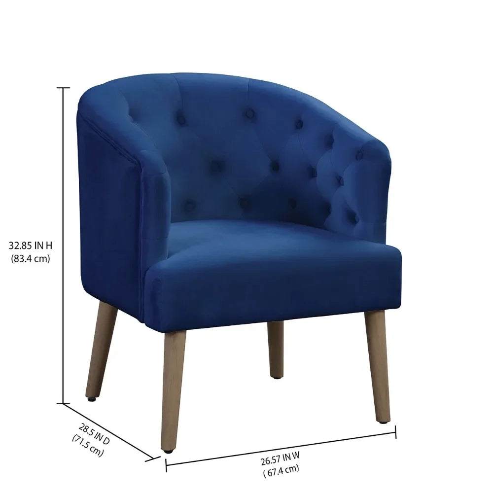 Barrel Accent Chair,Deep Cobalt Blue, Velvet Upholstery, Adult Accent Chairs for Living Room  Sillones