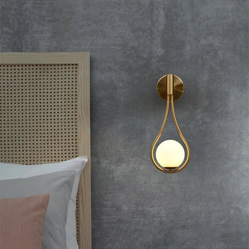 Modern Wall Light Glass Ball Luxury Gold Sconce Living Room Bedroom Bedside Indoor Decor Lamp Aisle Staircase Nordic Wall Mount