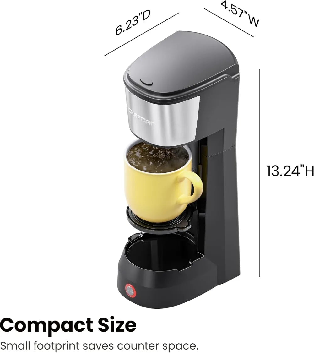 CHEFMAN Single Serve Coffee Maker, K Cup Coffee Machine: Compatible with K-Cup Pods and Ground Coffee, Brew 6 to 14oz Cup