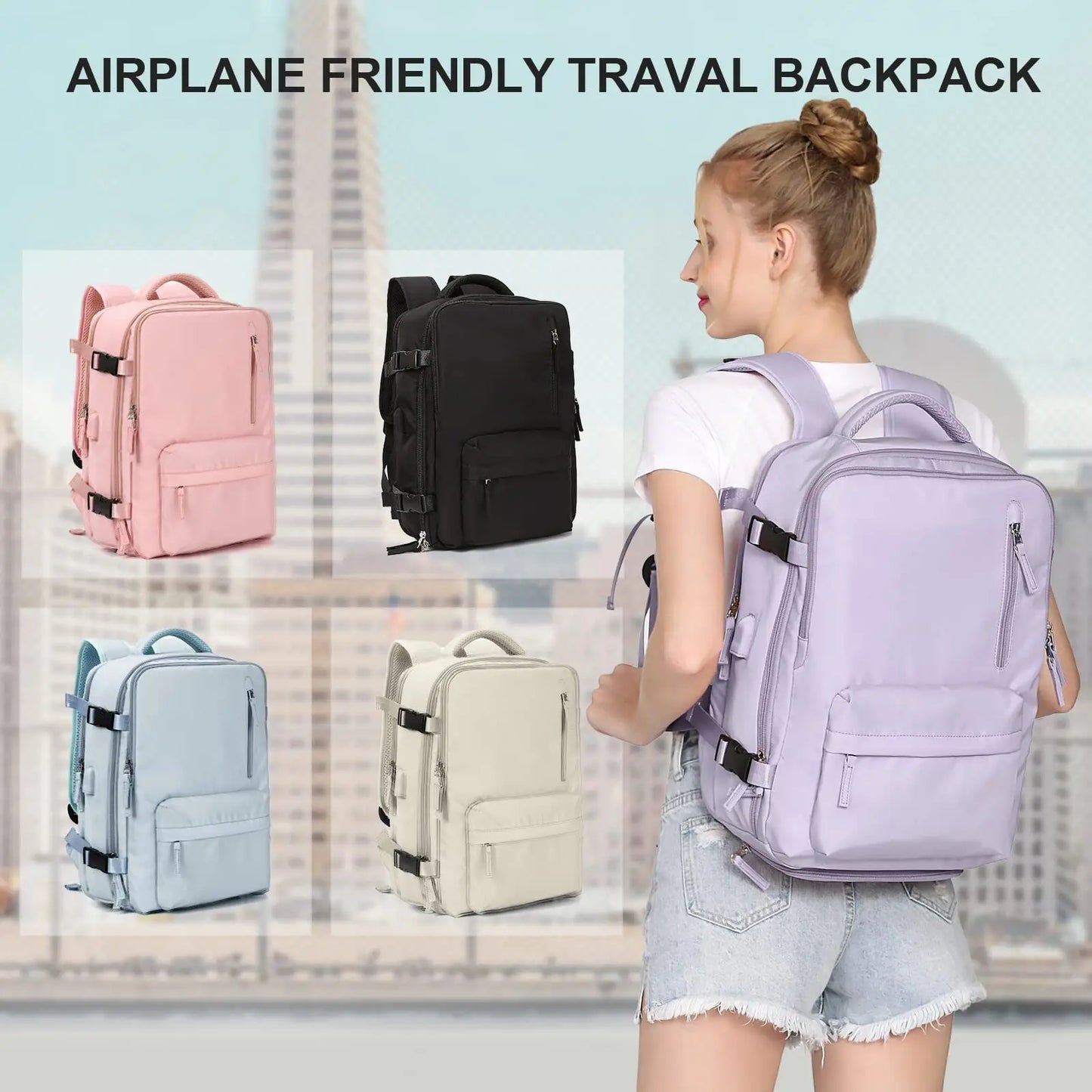 waterproof Lightweight Travel Backpack Bags Large Capacity Women's Multifunctional Suitcase USB Charging Woman airplane Luggage