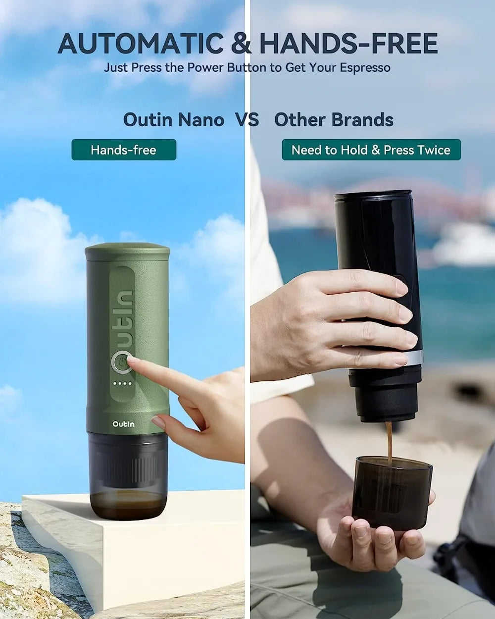 Nano Portable Electric Espresso Machine with 3-4 Min Self-Heating, 20 Bar Mini Small 5V Car Coffee Maker, With NS Capsule