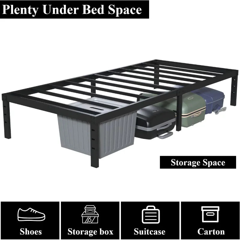 Vebreda Metal Bed Frame with Headboard and Footboard, Twin Size bedframe bedroom furniture