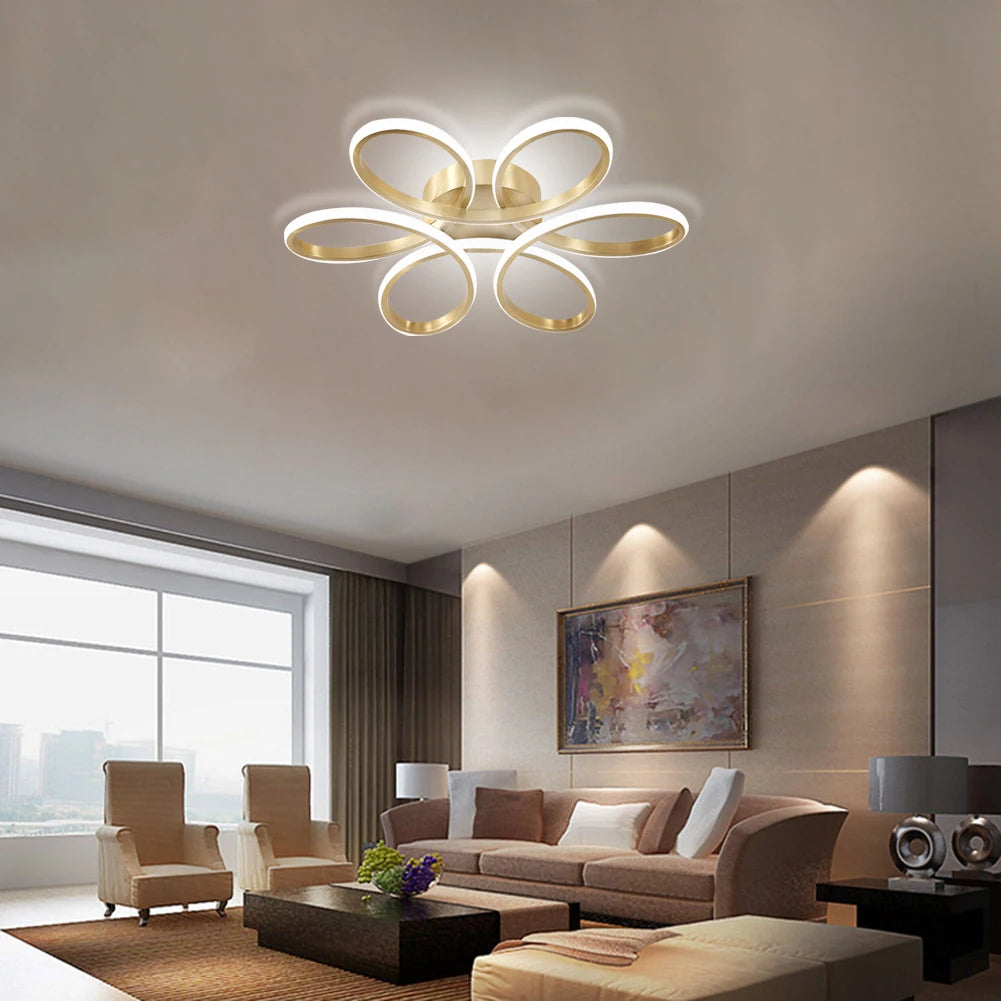 LED Ceiling Lights Flower Design Ceiling Lights 12W Household Chandelier Three Colors Super Bright Eye Care for Bedroom Hallway