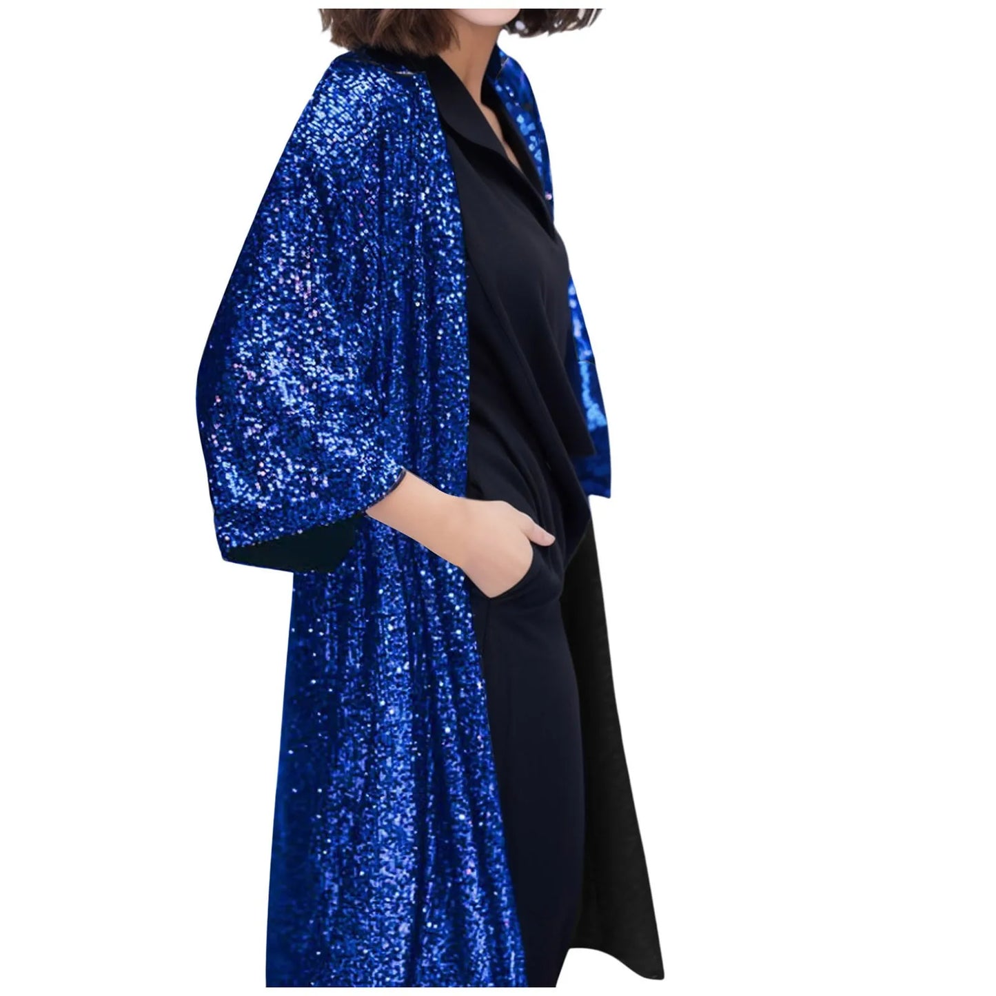 Fashion Sequin Open Front Cardigan Casual Women Clothing Elegant Long Cardigans Coat Evening Prom Party Tops кардиган женский