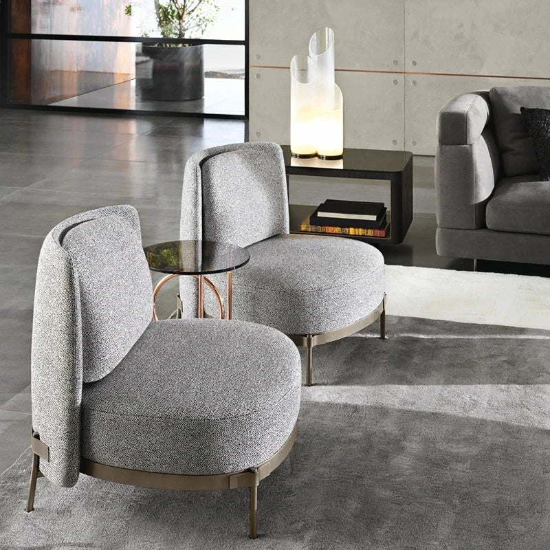 Luxury Lounge Chair Accent Mid Century Modern Soft Couch Lazy Sofa Chair Fabric Vanity Backrest Floor Cadeiras Room Furniture