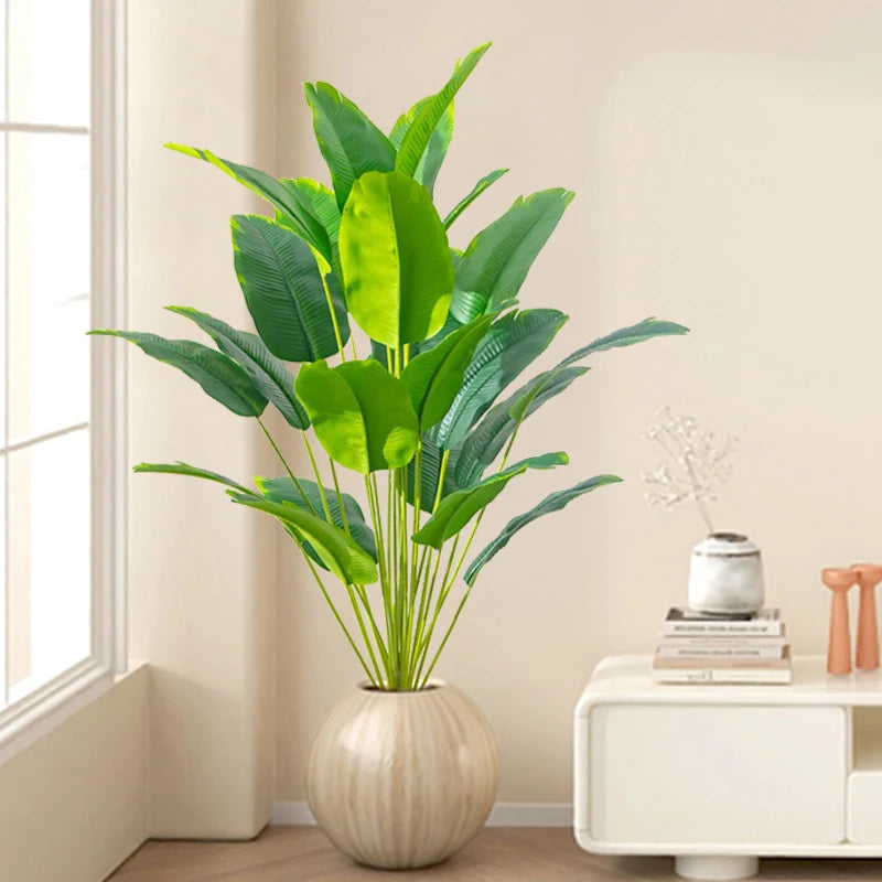 88cm 24Leaves Large Tropical Palm Tree Fake Banana Plants Leaves Real Touch Strelizia Plastic Monstera Plant for Home Garden